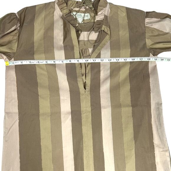 Rachel Zoe Blouse Striped Tassel Tie Front Top Brown Tan Cream Women's‎ 2 Shirt - Picture 3 of 14